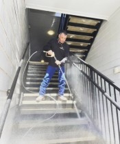 Pressure Washing Stairs @TheKristi Apartments